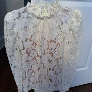 Wayf cream lace ruffle collar blouse